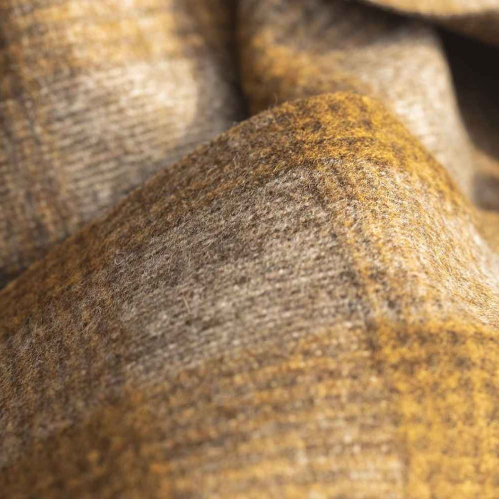 Materialstruktur des Bezugsstoffs Edinburgh in Gelb und Grau